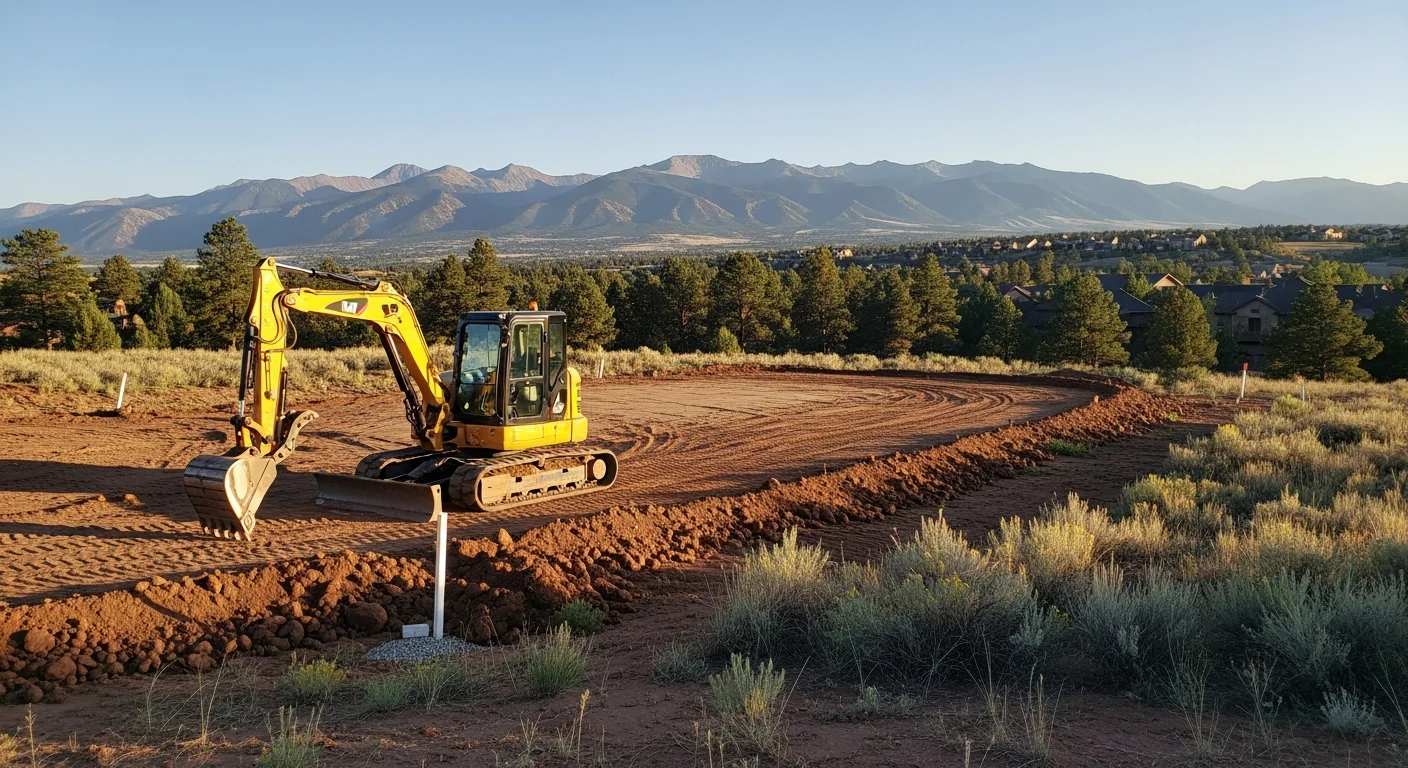 Excavation equipment clearing land for construction project