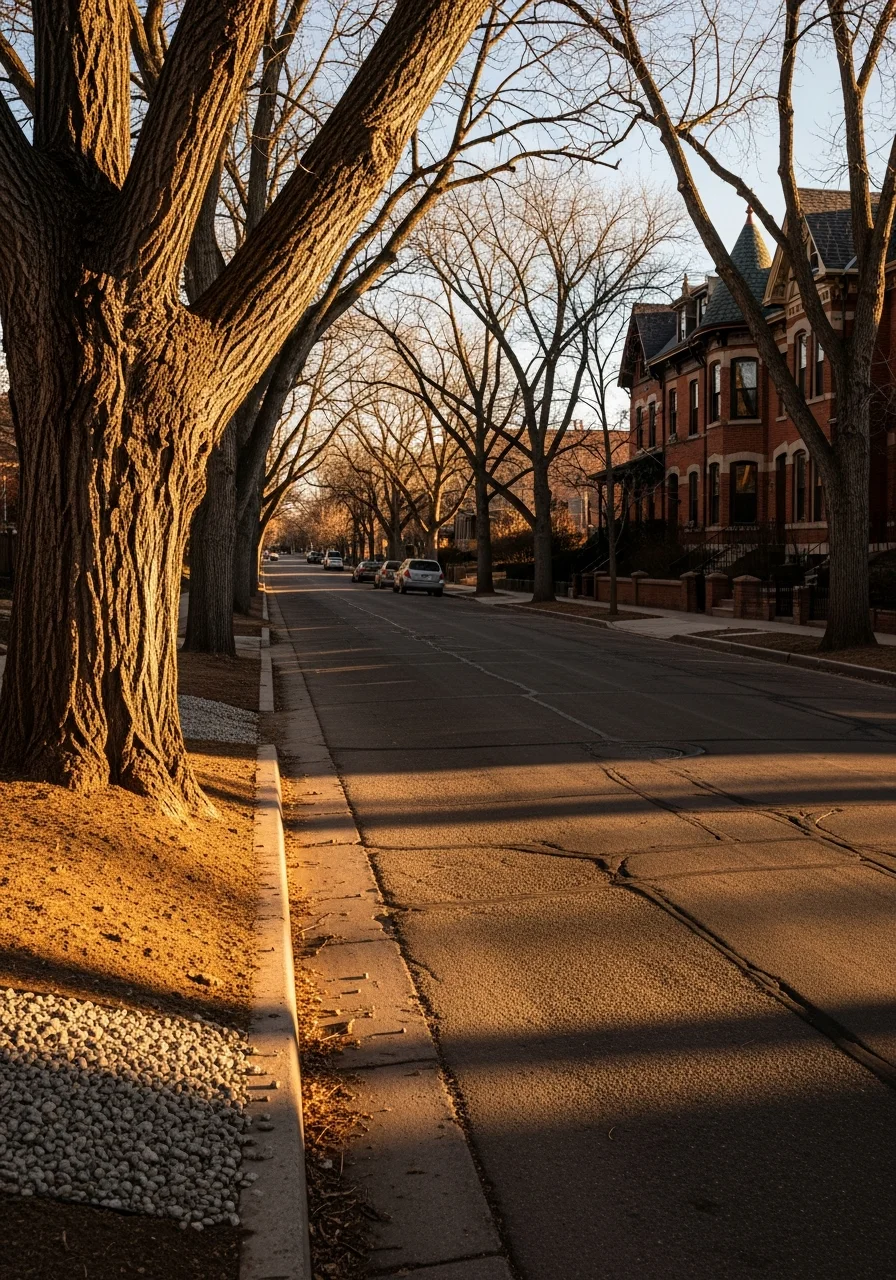 Typical Denver residential neighborhood with historic homes and tree-lined streets.