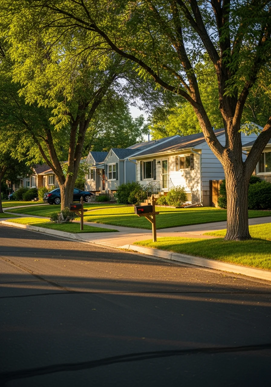 Englewood residential street showing diverse home styles and community character.