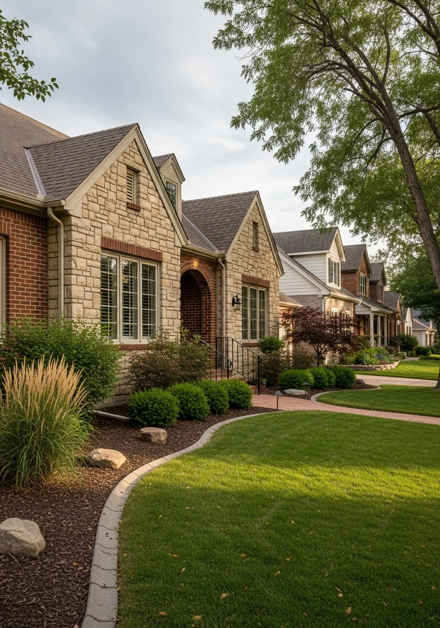 Close-up of a Littleton home's exterior with traditional architecture and mature yard.